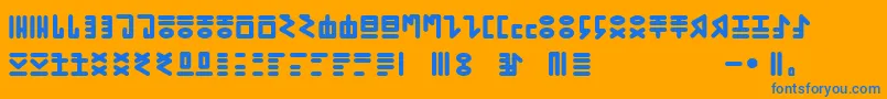 More about GENР RICA PRIMITIVA 01 Font GENР RICA PRIMITIVA 01 Font – Blue Fonts on Orange Background
